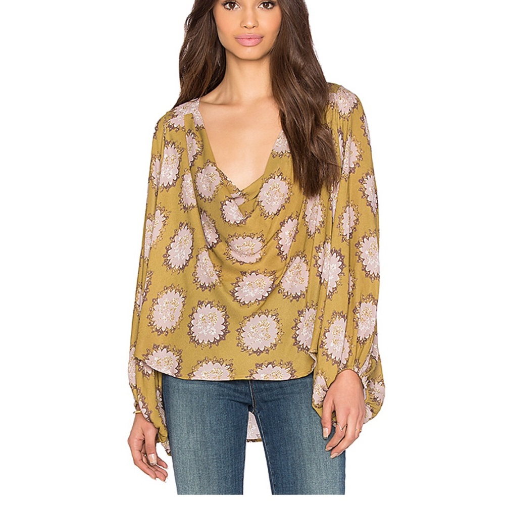 Free People | cowl neck printed top